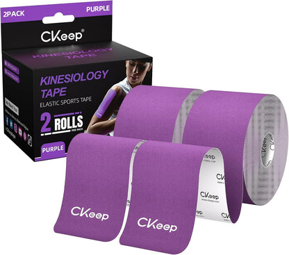CKeep Kinesiology Tape, Uncut Premium Elastic Athletic Tape 2 Rolls, Beige | Original Cotton Latex Free Kinetic Tape, Breathable & Waterproof Sports Tape for Muscle and Joint Support, 2inch x 16ft