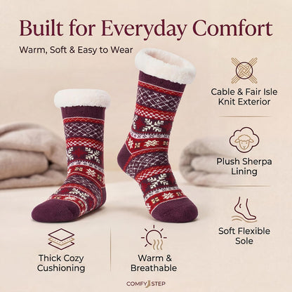 Cozylook Fuzzy Slipper Socks for Women with Grips Warm Cozy Soft Non-Slip Winter Socks Cozy Gift Idea