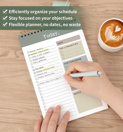104 Pgs Weekly To Do List Notepad, 52 Duplex-Printed Undated Sheets 100 GSM（8.5"×11") Weekly Desk Planner For Work Home School Office Desk Accessories Supplies & Goal Setting Tasks - Green