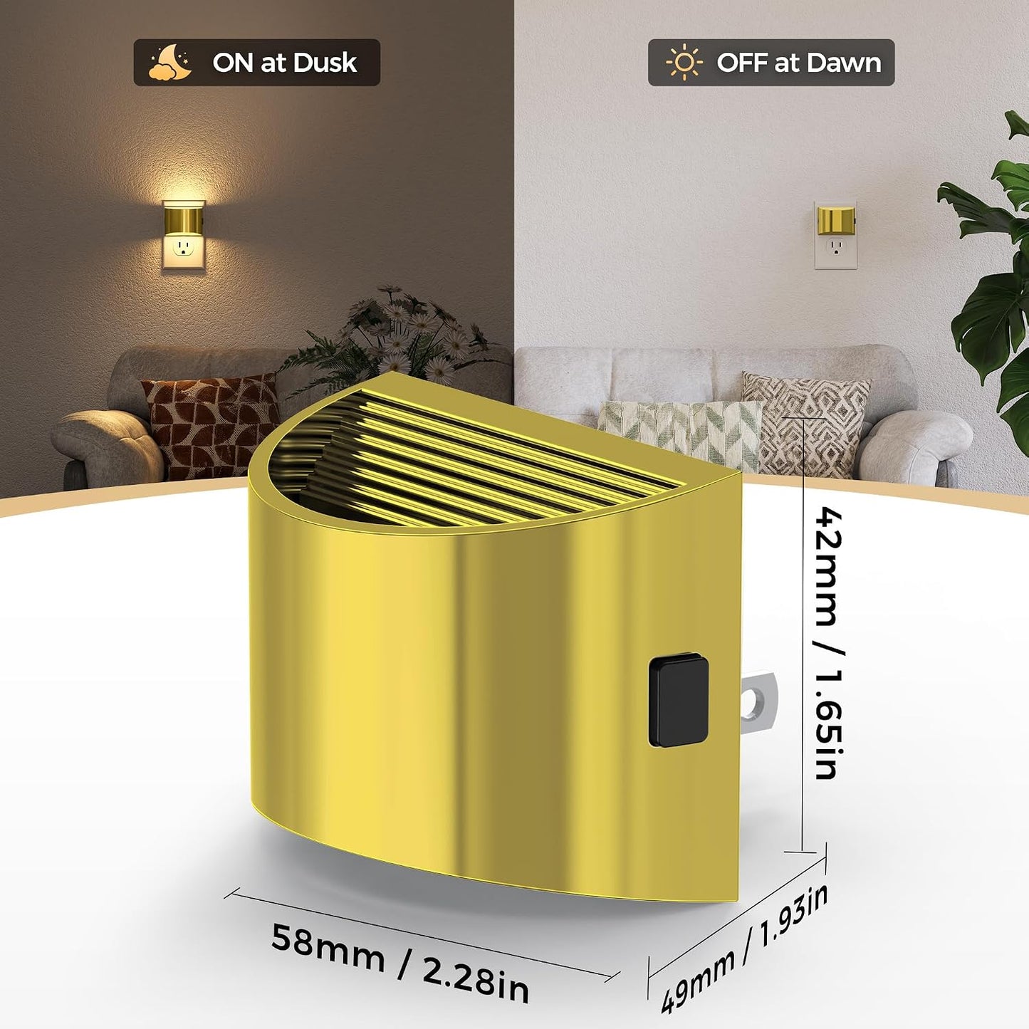 DORESshop LED Night Light[2 Pack], Night Lights Plug into Wall, 3 Level Brightness Adjustable Plug in Night Light, Dusk to Dawn Sensor, Nightlights for Adults, Bedroom, Bathroom, Hallway, Amber