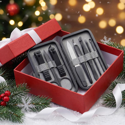 Moreplus Nail Clippers Set, 8 PCS Professional Manicure Set and Pedicure Kit with Travel Case,Stocking Stuffers, Christmas Gift for Men and Women