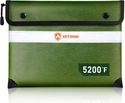 Upgraded 5200°F Fireproof Document Bag with Heat Insulated, Water Fire Proof Bags with Zipper,8 Layers of Functional Materials and Reflective Strip, Fireproof Money Bag for Cash/Documents/Valuables