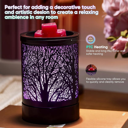 Enaroma Fragrance Wax Melts Warmer with 7 Colors LED Changing Light Classic Black Forest Design Scent Oil Candle Warmer for Home Black Forest