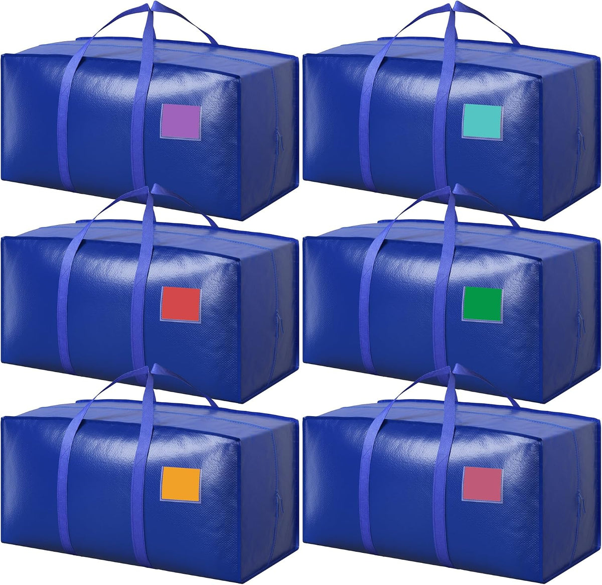 Moving Bags Heavy Duty 210GSM with Full-Open Side Zipper, 93L 220lbs Waterproof Foldable Storage Totes for College Dorm Move-In, Moving Boxes Alternative & Home Organization, Blue