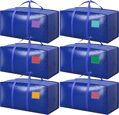 Moving Bags Heavy Duty 210GSM with Full-Open Side Zipper, 93L 220lbs Waterproof Foldable Storage Totes for College Dorm Move-In, Moving Boxes Alternative & Home Organization, Blue