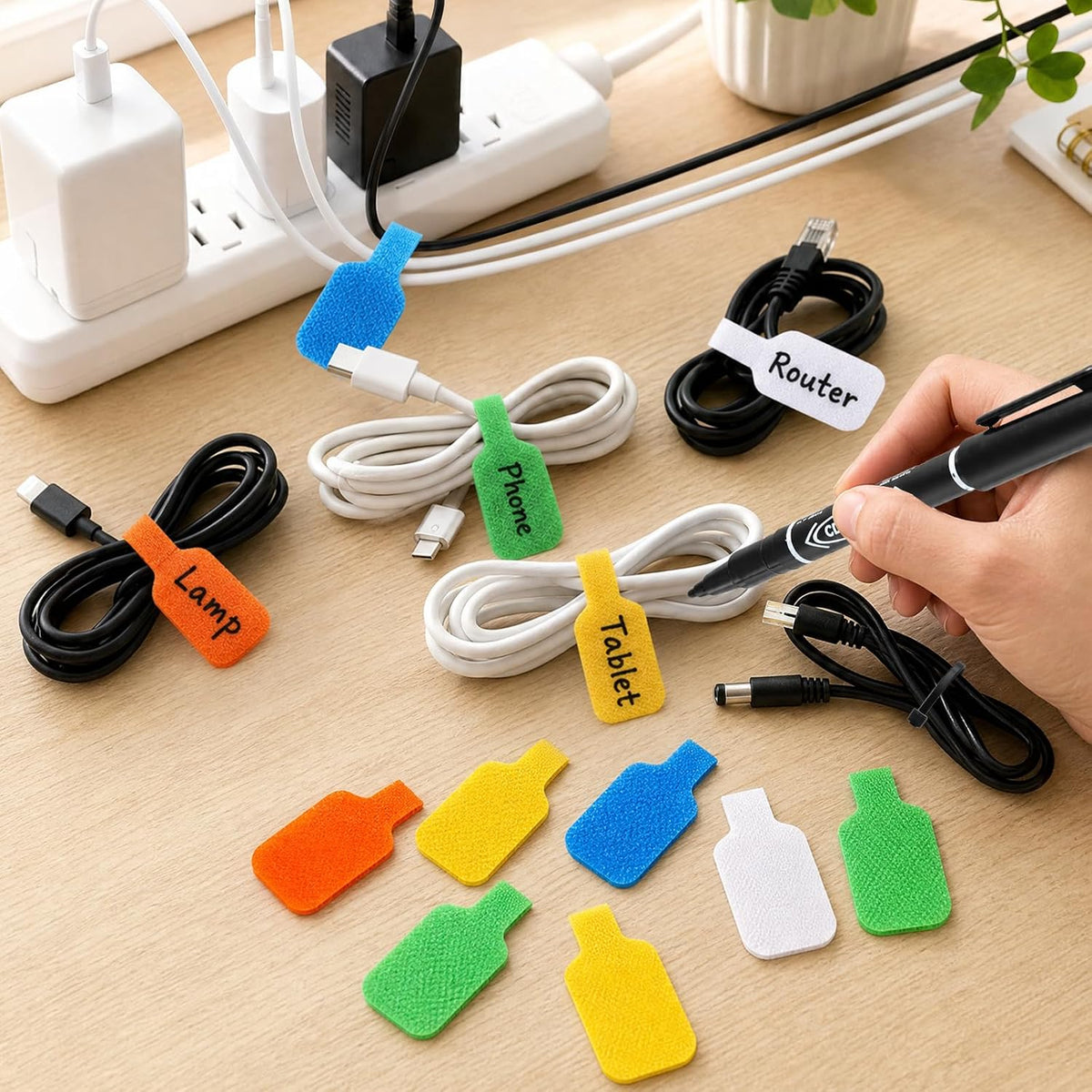 Handwriting Cable Tags Reusable Zip Ties 50PCS,100 Cable Ties & Pen