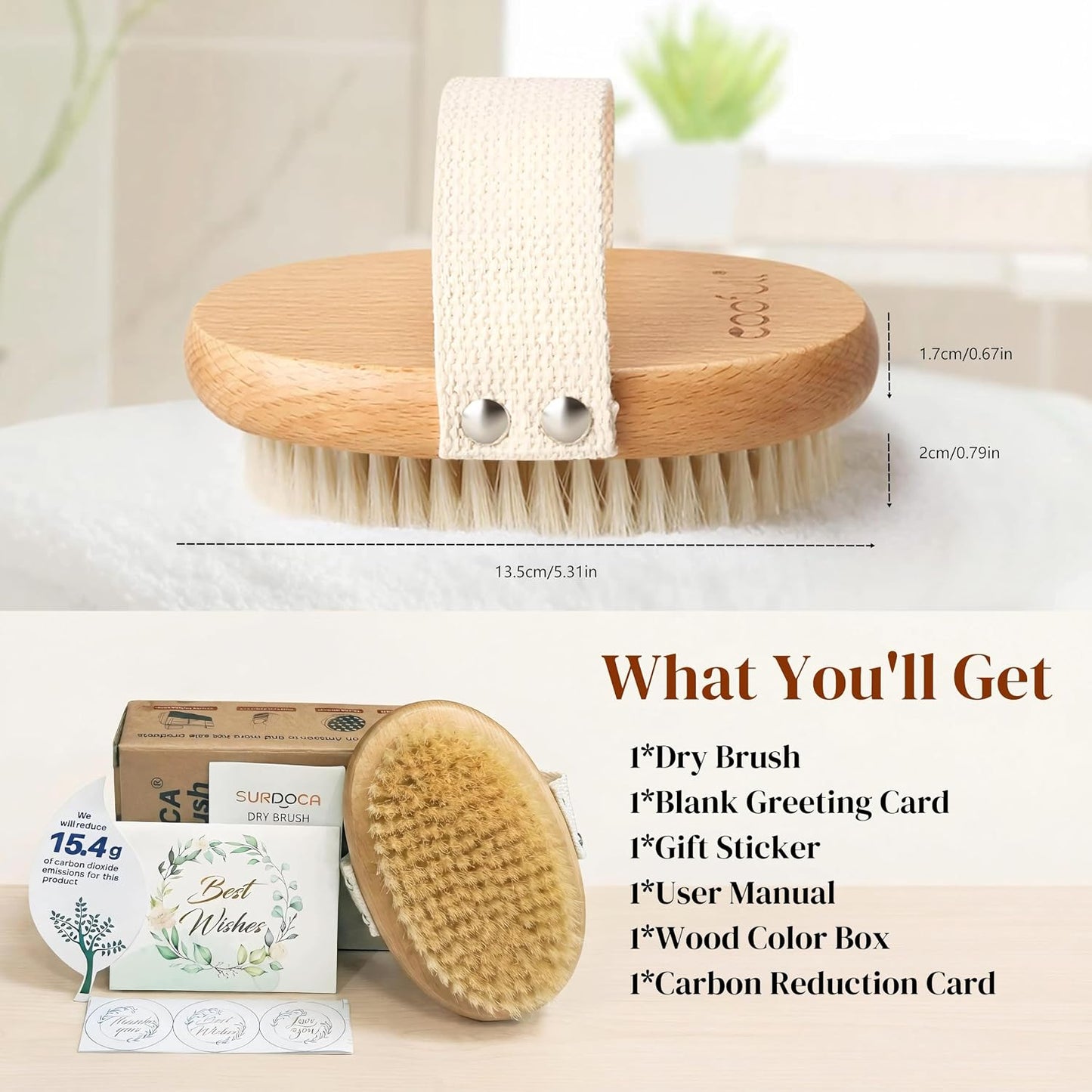 SURDOCA Dry Brush, Body Exfoliating Scrubber, Bath Shower Brushes for Improve Circulation, Cellulite and Lymphatic Remover