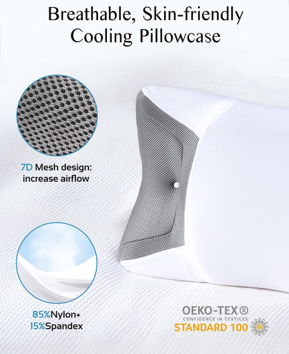 CPAP Pillow for Sleeping, HSA/FSA Sleep Apnea Pillow for All CPAP Masks Users to Reduce Air Leaks, Masks Pressure, Memory Foam with Cooling & Breathable Pillowcase for Side Back Sleeper