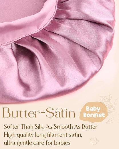 YANIBEST 2 PCS Baby Bonnet Silk Satin Bonnet for Kids Sleeping Cap Curly Natural Hair Silk Bonnets for Girls Boys Infant