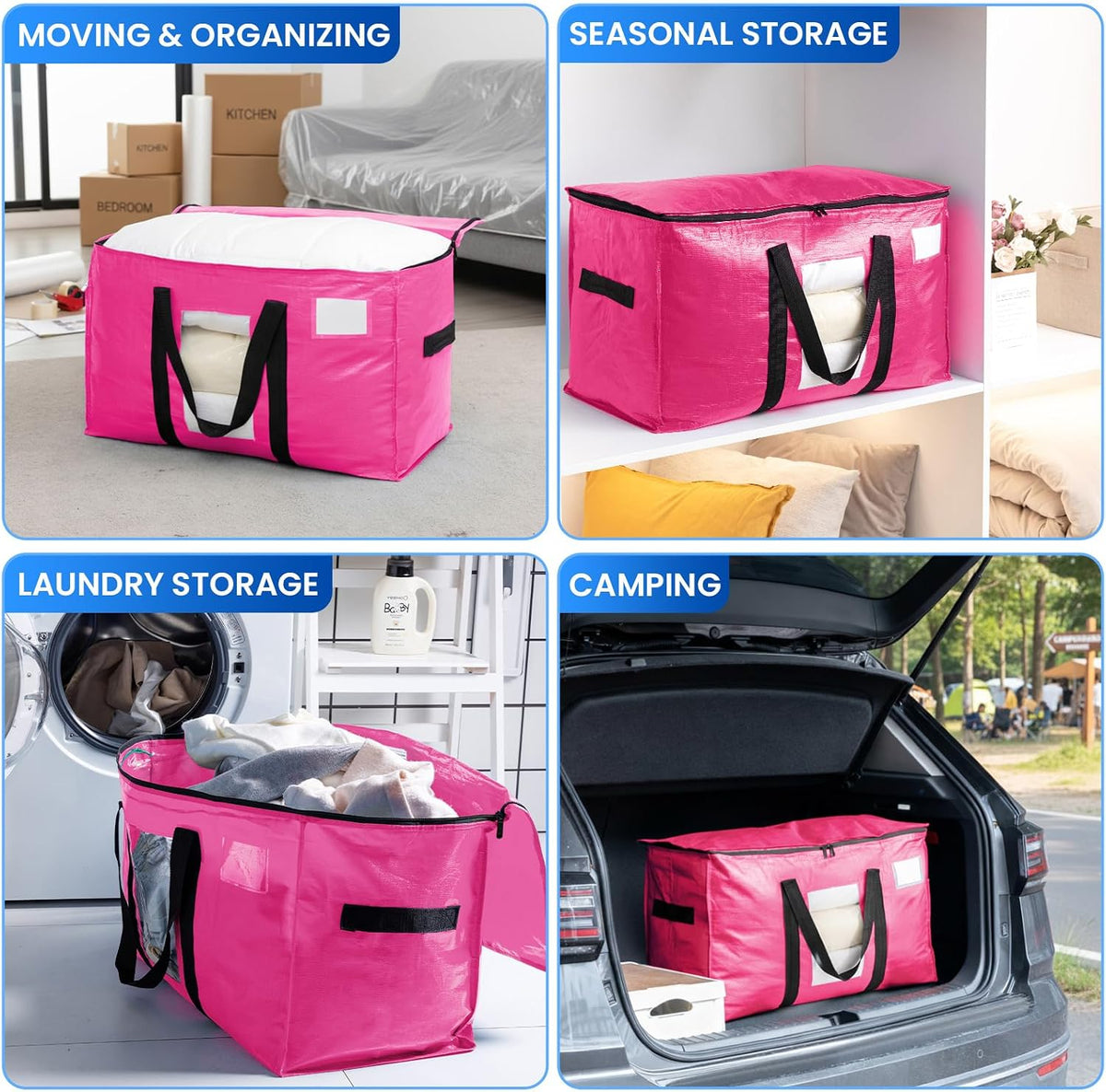 TAILI Blue Extra Large Moving Bags,Storage Bags with Visible Window