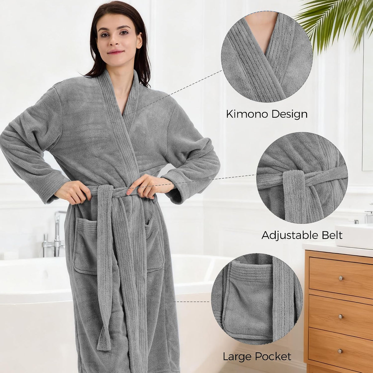 PJGGZ Towel Robe for Women – Soft Absorbent Kimono Bathrobe, Quick-Dry Spa Shower & Hotel Use