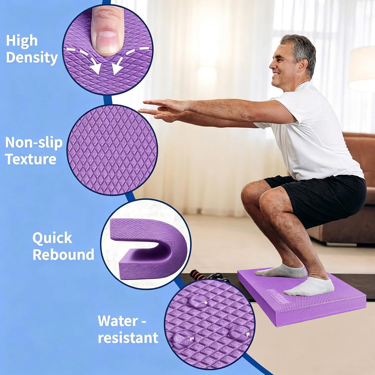 Professional Foam Balance Pad, Large Balance Pads for Physical Therapy, Foam Balance Board for Rehabilitation Stability Workout Knee and Ankle Exercise Strength Training