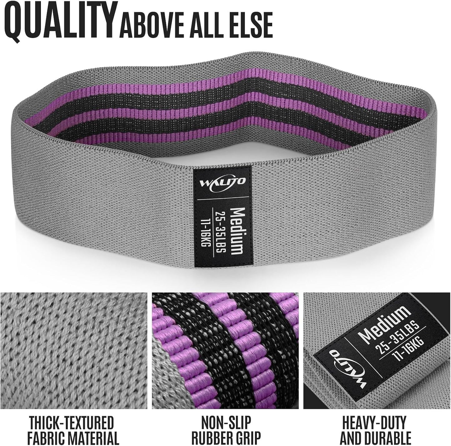 WALITO Resistance Bands for Working Out, Fabric Exercise Bands for Legs and Butt, Workout Bands for Women and Men, Booty Band for Yoga Starter Set, Pilates, Rehab, Fitness and Home Workout