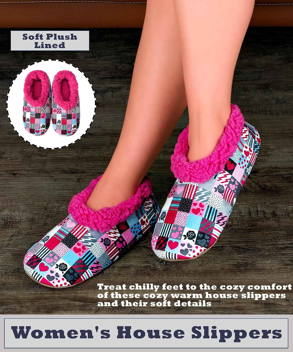Cozylook Fuzzy Slippers for Women Indoor Soft Sole Slipper Socks with Non Slip Grippers Warm Fluffy