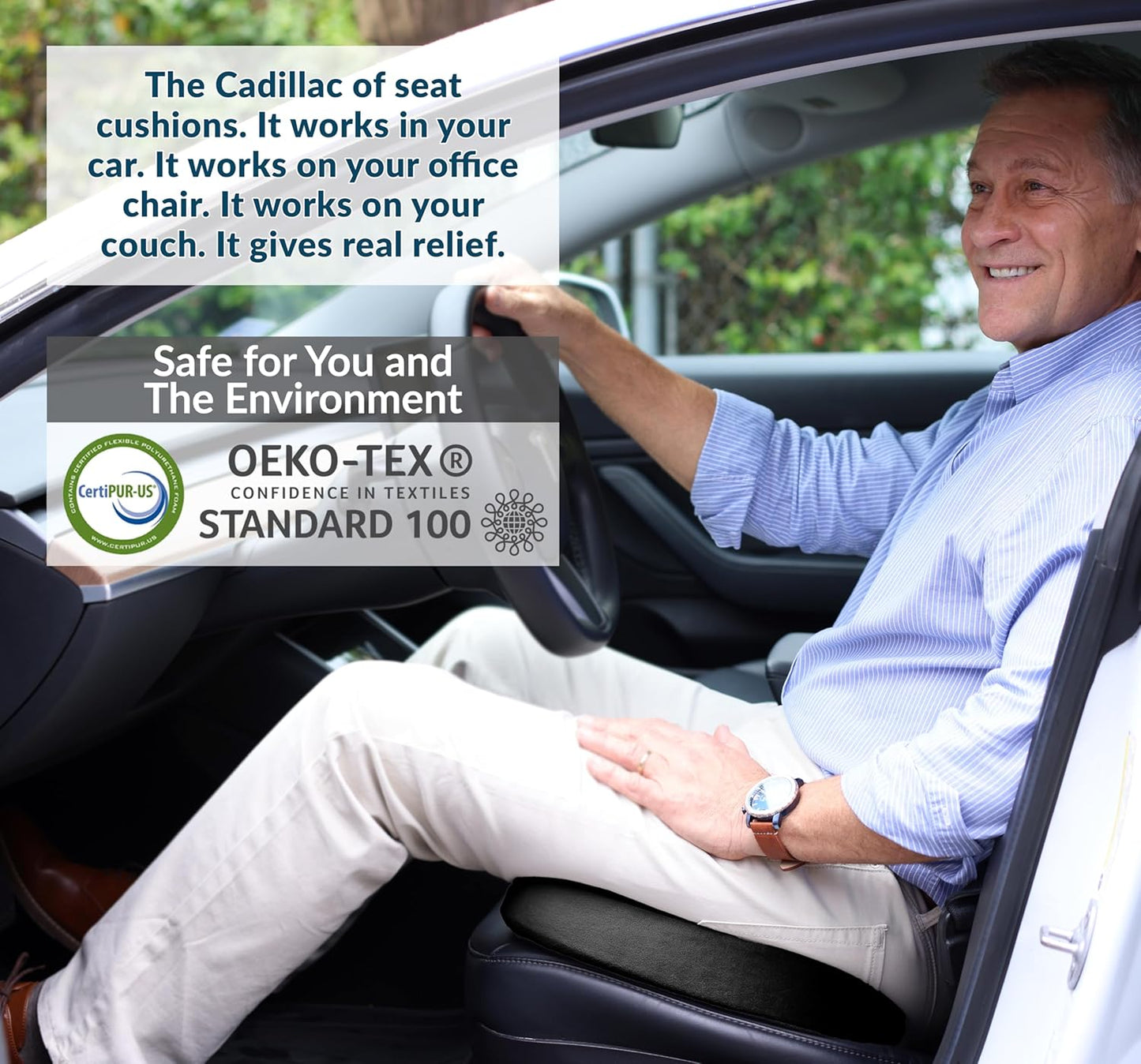 ComfiLife Gel Enhanced Seat Cushion – Office Chair Cushion – Non-Slip Gel & Memory Foam Coccyx Cushion for Tailbone Pain - Desk Chair Car Seat Cushion Driving - Sciatica & Back Pain Relief (Navy)