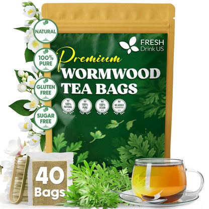 FreshDrinkUS, Premium Wormwood Tea Bag, 40 Count, Pure, Caffeine Free