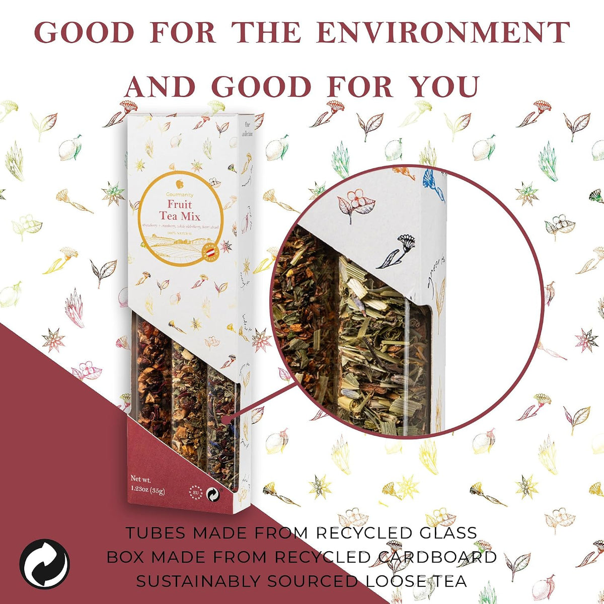 Gourmanity Bedtime Tea Sampler Gift Set, 3 Calming Herbal Blends, 0.74 oz