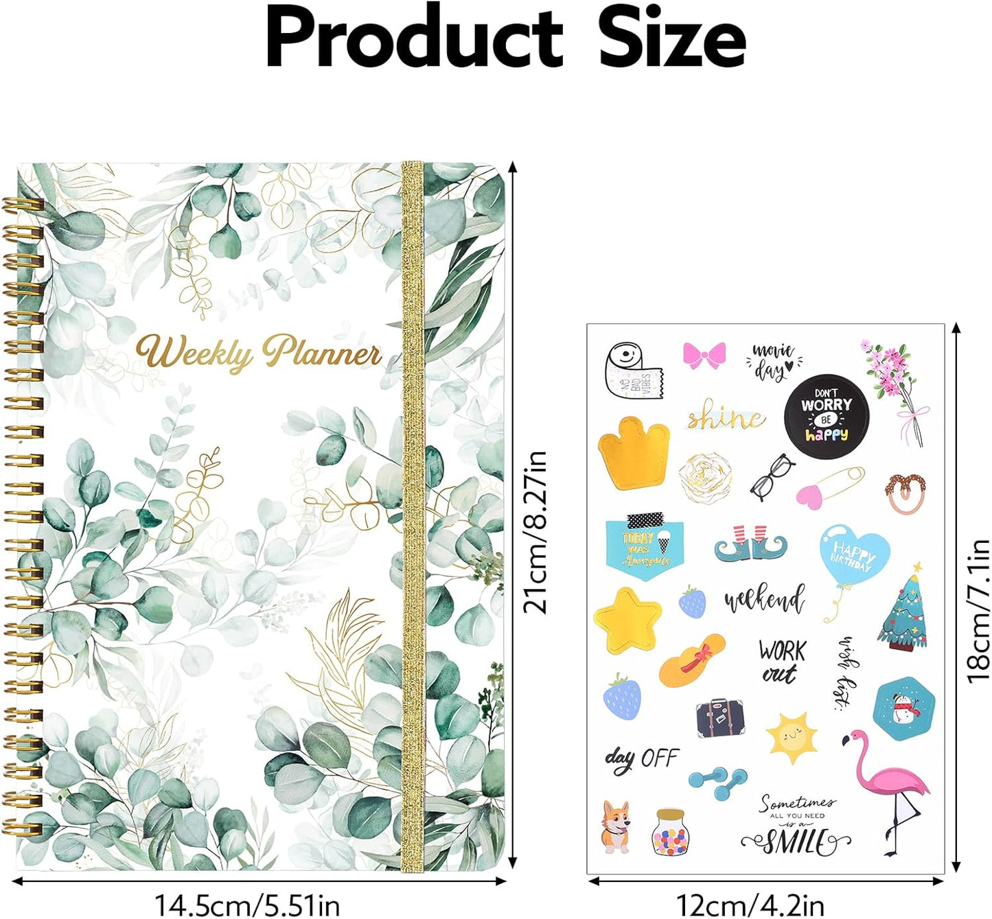 Undated Weekly Planner with Habit Tracker, 52 Weeks To Do List Notebook A5 Weekly Goal Planner with Spiral Binding & Stickers Home Work School Supplies for Women Girls 8.2" x 5.7" - Pink