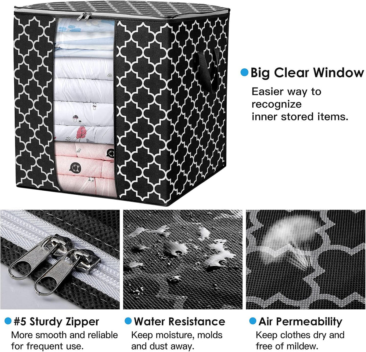 Storage Bags 3 Pack 100L Clothes Organization and Storage Containers