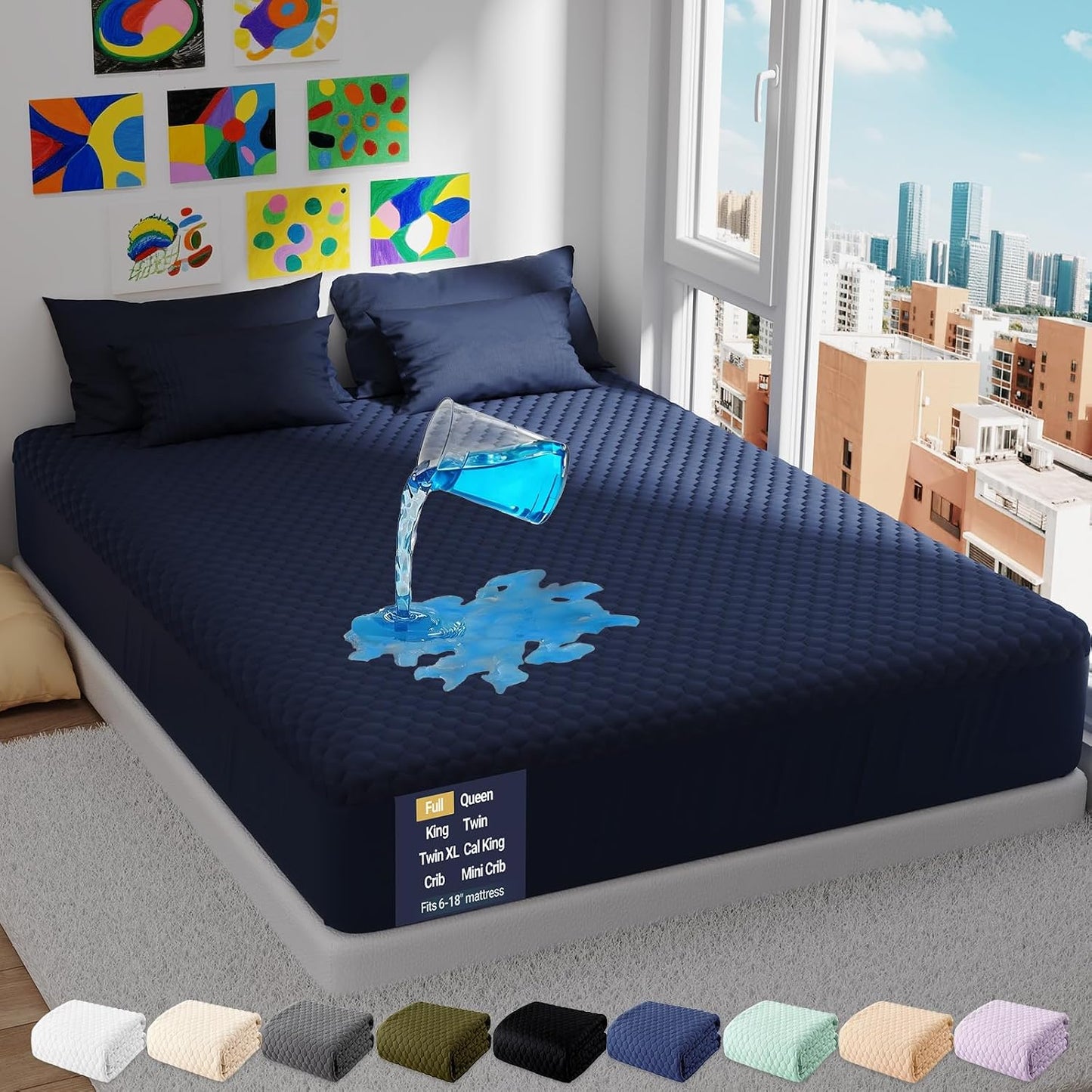 OhGeni 100% Waterproof Mattress Protector,Queen Size Premium Bamboo Mattress Pad,Pet Hair & Bedwetting Resistant,Cooling Breathable Fitted Sheets,Washable Bed Cover,Non-Slip Deep Pocket for Bedroom