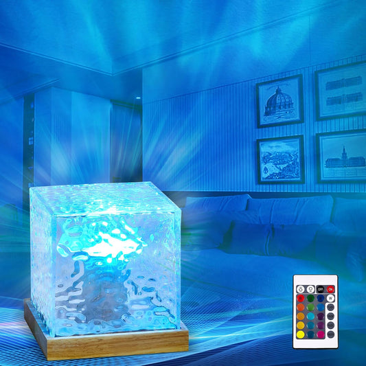 Ocean Wave Projector Light with Northern Lights Aurora, 16 Colors LED Night Lamp, 3D Water Ripple Rotating Flame Effect, Mood Lighting for Bedroom, Kids Room, Teens, Relaxation, Decor Party Sleep Aid
