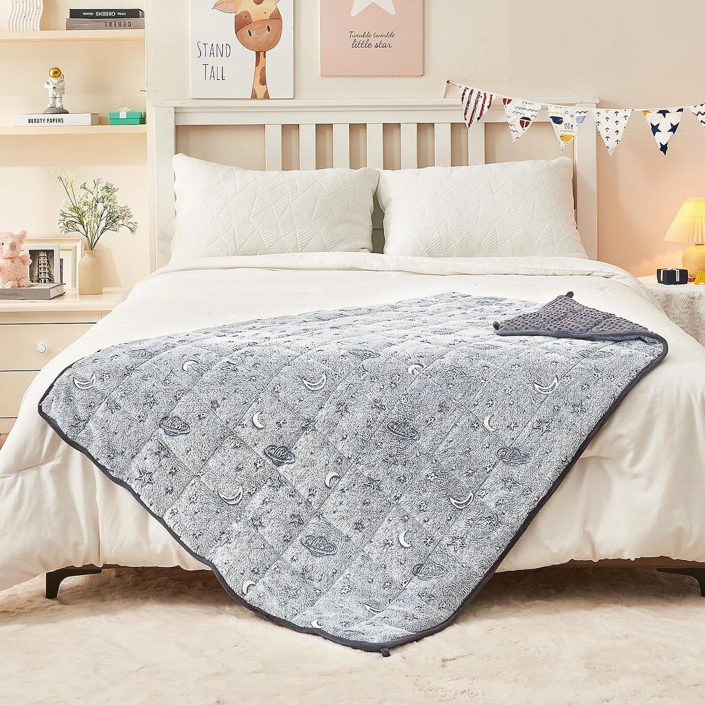 yescool Weighted Lap Pad 2 Pounds Weighted Lap Blanket, Space Plane Small Weighted Blanket, Weighted Throw Blanket Gifts for Travel Indoor Outdoor, 20"x30"