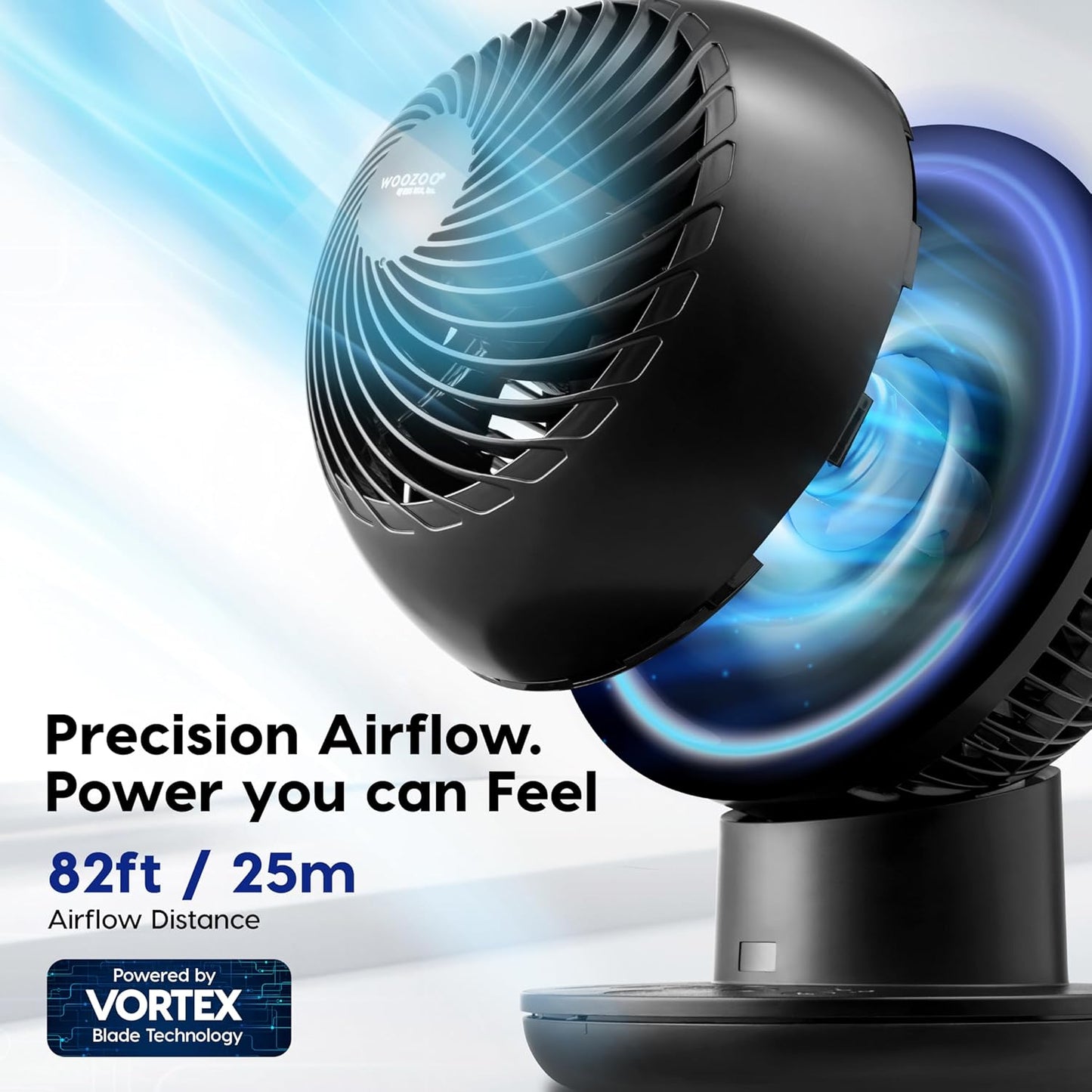 IRIS USA WOOZOO Air Circulator Fan with Remote, Oscillating, 5 Speeds, 82ft Max Air Distance, 90° Adjustable Tilt, 30db Quiet Motor, Small Fan for Bedroom, Office, Dorm, White