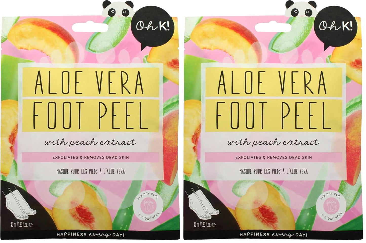 Oh K! Foot Peel Mask - Pomegranate - Foot Peeling Mask for Dry Feet and Cracked Heels - Feet Exfoliant with Pomegranate and Coconut Oil - 1 Pair