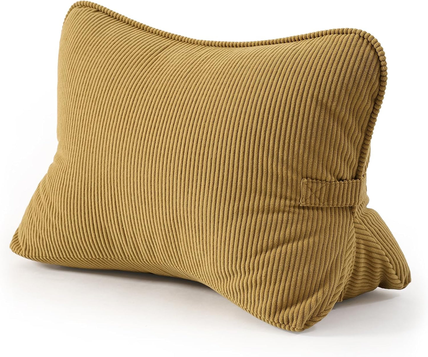Pat. Pend. Corduroy Lumbar Support Back Pillow for Watching TV, Reading & Gaming, Ergonomic Triangle Support Cushion for Sofa, Armchair & Bed Sitting, Removable Washable Cover, Beige Gray