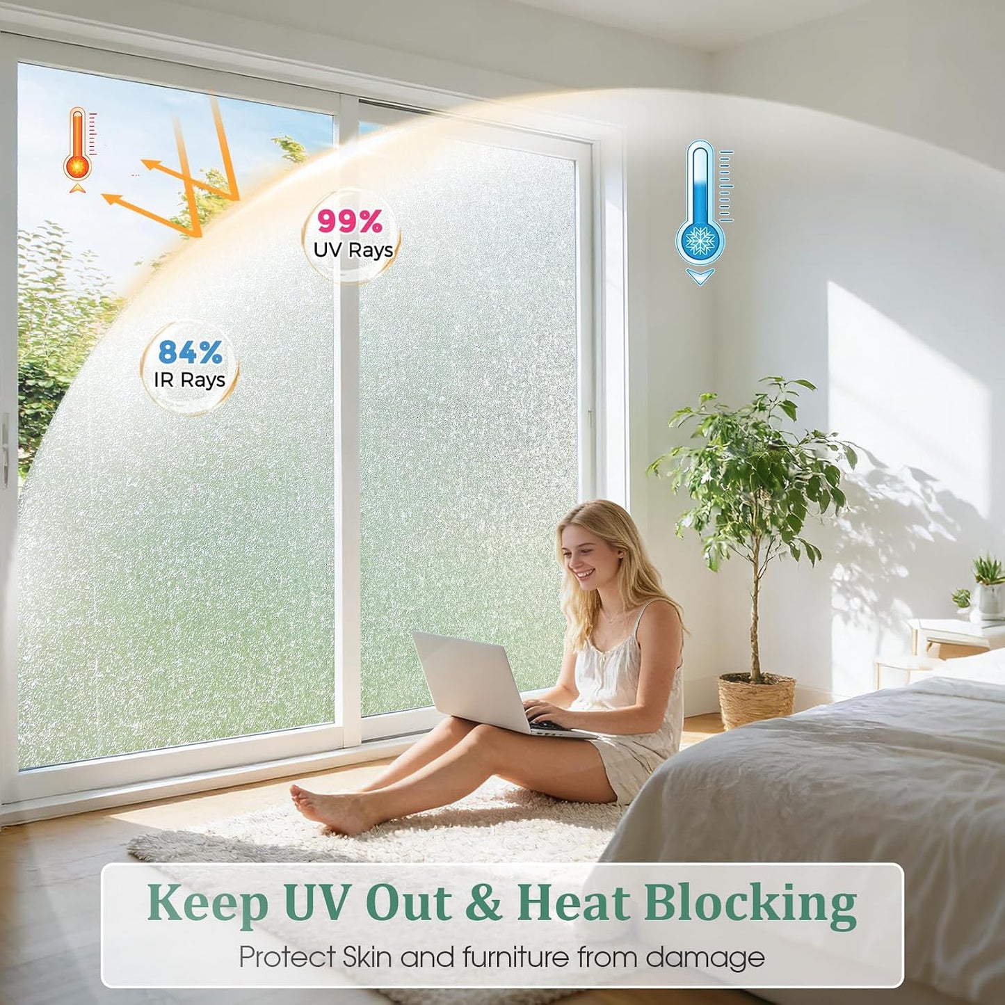 Coavas Blackout Window Privacy Film, Geometric Pattern, 11.8" x 78.7"