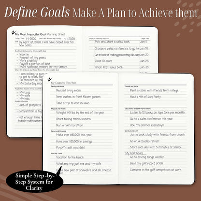 Goal Crazy Undated Planner – 90 Day Guided Journal & Productivity Organizer, A5 Daily & Weekly Planner with Goal Setting, Habit Tracker, To Do List, Academic & Work Calendar, Leather Hardcover - Black