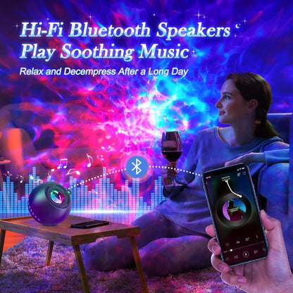 One Fire Galaxy Projector for Bedroom Birthday Gifts for Teen Boy Gifts, LED Galaxy Light Projector, 15White Noise HiFi Bluetooth Speaker,Remote&Timer Ceiling Projector Lights Trendy Stuff