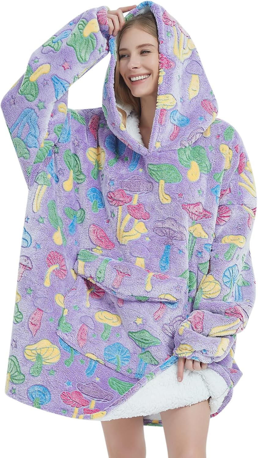 Fiosnow Sun and Moon Blanket Hoodies for Women and Men Adult Oversize Wearable Blanket Hoodies for Soft and Warm