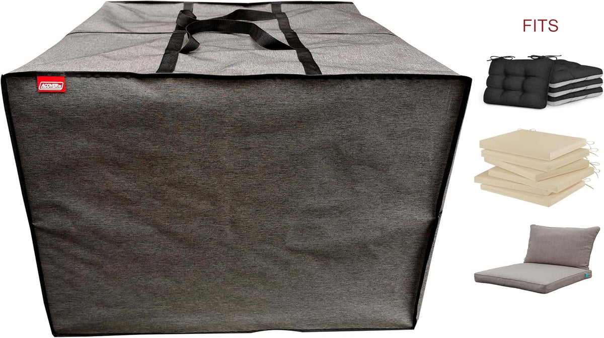 Outdoor Square Cushion/Cover Storage Bag, Protective Zippered Storage Bags with Handles, 32''L x 32''W x 24''H Black