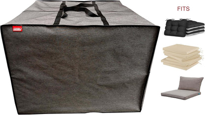 Outdoor Square Cushion/Cover Storage Bag, Protective Zippered Storage Bags with Handles, 32''L x 32''W x 24''H Black