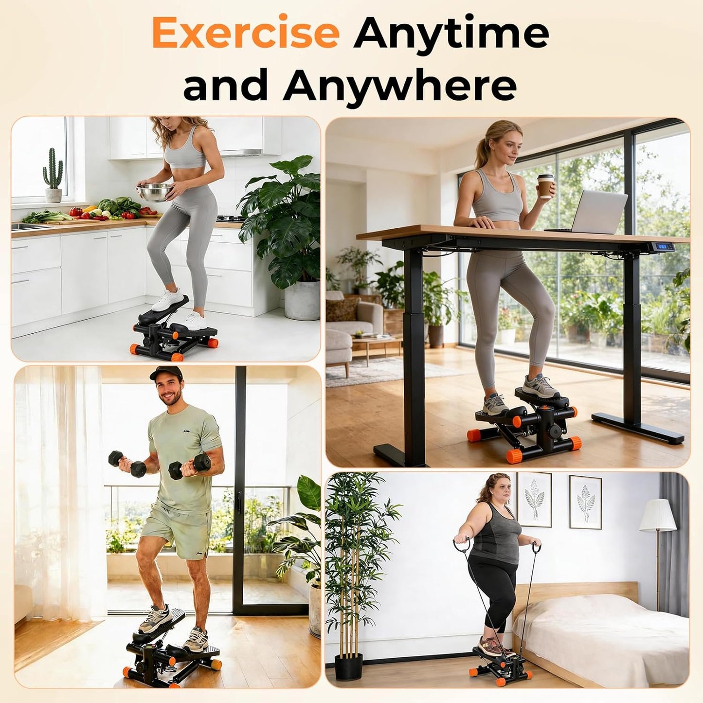 NEWBULIG Mini Stepper for Exercise at Home Stair Step Machine for Indoor Fitness Portable Home Gym Stepper for Full Body Workout 300lb Weight Capacity