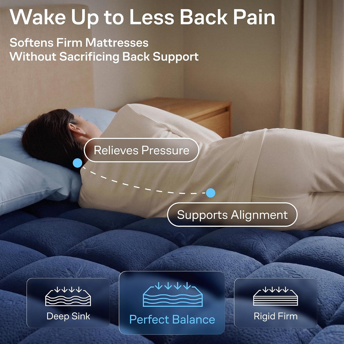 Niagara Sleep Solution Queen Ultra Soft Mattress Topper — Back Pain Relief