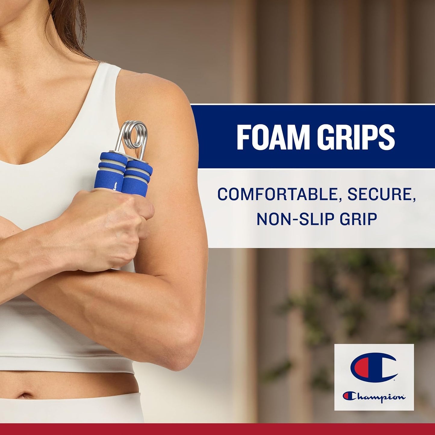 Champion 2-Pack Hand Grip Strengthener, Medium Resistance Grip Strength Trainer with Soft Foam Handles, Forearm and Wrist Trainer for Home Gym Workouts, Stress Relief and Daily Conditioning
