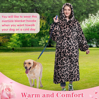 Waitu Wearable Blanket Sweatshirt Gifts for Women and Men, Warm and Cozy Giant Blanket Hoodie, Thick Flannel Blanket with Sleeves and Giant Pocket - Dark Gray