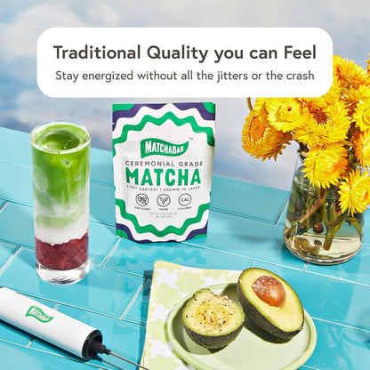 Matchabar Matcha Powder (30g) - Ceremonial Grade Authentic Japanese Matcha Green Tea - Matcha Green Tea Harvested in Japan - Matcha Tea Powder Latte - Zero Sugar, Vegan & 0 Calories