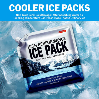 Reusable Ice Packs for Cooler Bag & Large Lunch Box, Long Lasting Gel Freezer Pack for Backpack, Heavy Duty Cold Packs for Camping, Travel, 3 Pack (9.8"x9.8")