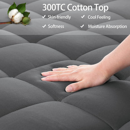 EASELAND Queen Size Mattress Pad Pillow Top Mattress Cover Quilted Fitted Mattress Protector Cotton Top Stretches up 8-21" Deep Pocket Cooling Mattress Topper (60x80 inch, White)