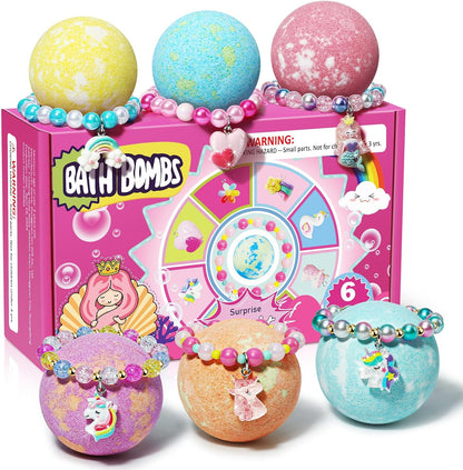 Sanyi Unicorn Bath Bombs for Kids with Bracelet Inside, Gifts for Girls 4-8