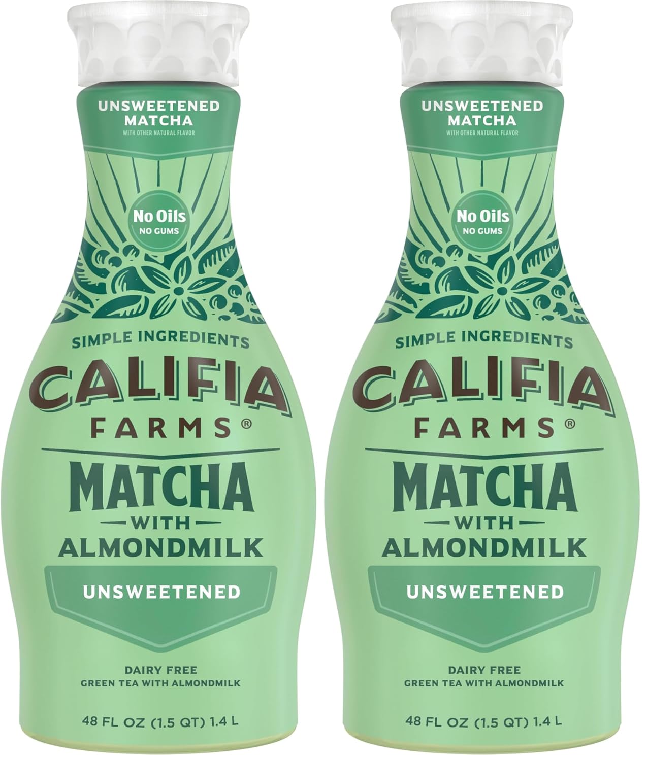 Califia Farms - Matcha Almond Latte, 48 oz, Dairy Free, Almond Milk, Plant Based, Vegan, Gluten Free, Non GMO, Green Tea