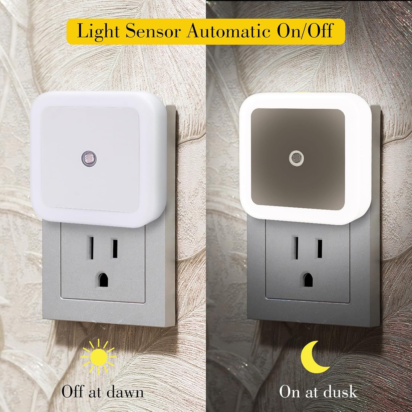 KINUR 6 Pack Night Light, LED Night Lights Plug into Wall with Dusk to Dawn sensors, Plug in Night Lights for Kids Room, Bedroom, Bathroom, Baby Nursery,Stair Lights, Hallway Light, Amber Color