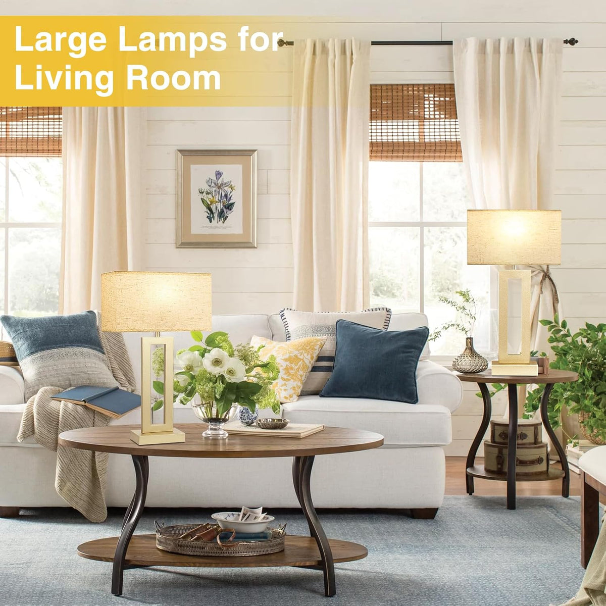 Gold Table Lamps Set of 2, 16.4" Bedside Lamps for Nightstand with USB C+A