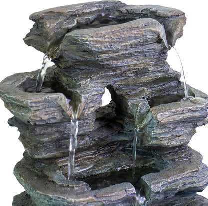 Ferrisland Tabletop Water Fountain, Zen Meditation Indoor Waterfall Fountain, Heart Shape Decoration with LED Light for Home Office Bedroom Relaxation Decor, Gift Ideas