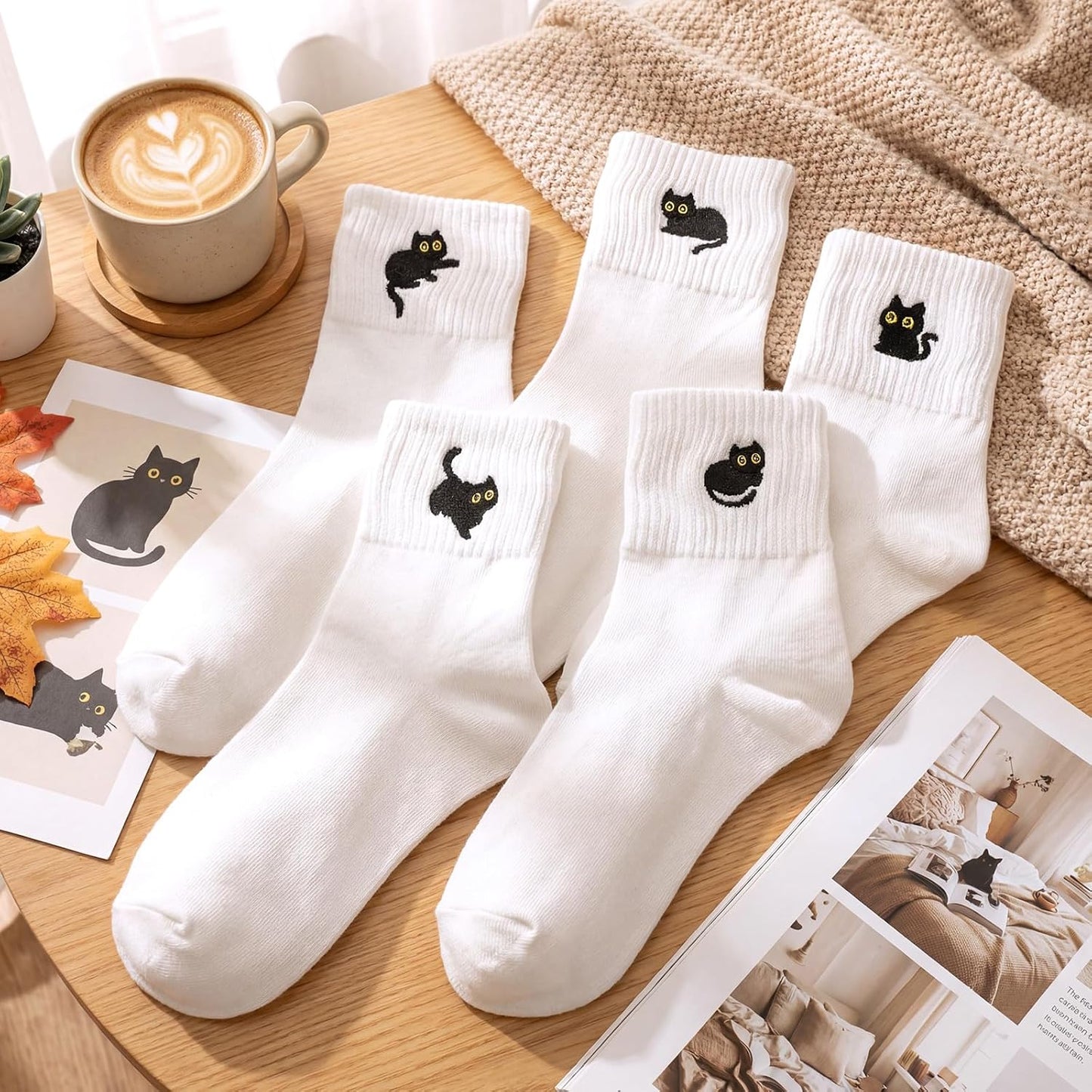 Eurzom 10 Pairs Socks Womens Crew Elastic Ankle Length Cotton Socks Aesthetic Cute Lightweight Low Cut Gifts for Women - Colors A