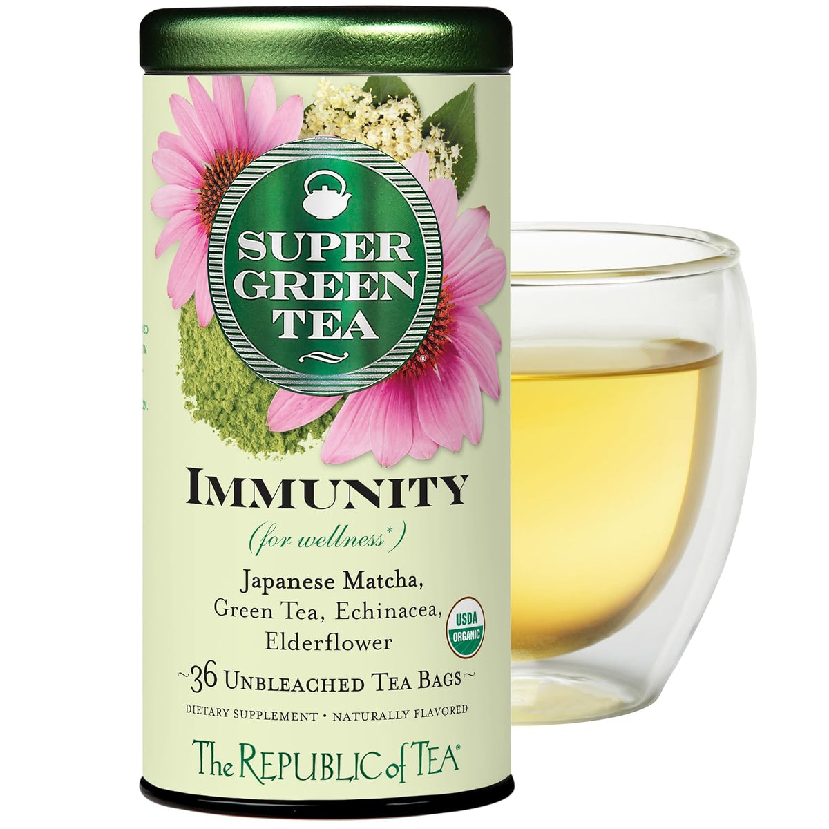 The Republic of Tea – Organic Immunity SuperGreen Green Tea, Refill Pack of 100 Tea Bags,Gluten Free