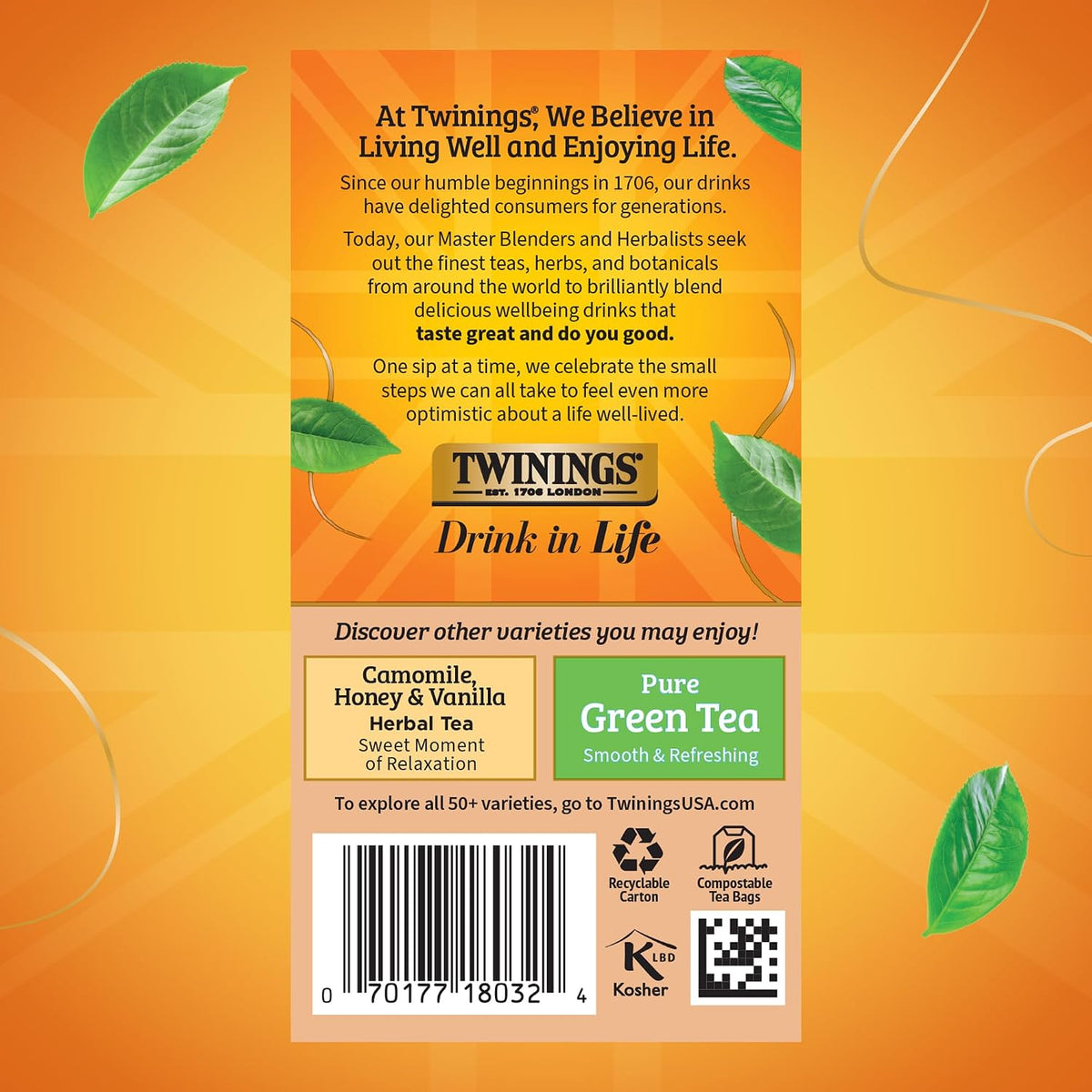 Twinings Pure Rooibos Red Herbal Tea Individually Wrapped Bags, 20 Count (Pack of 6), Sweet with Uplifting Aroma, Naturally Caffeine-Free, Enjoy Hot or Iced, 120 Teabags